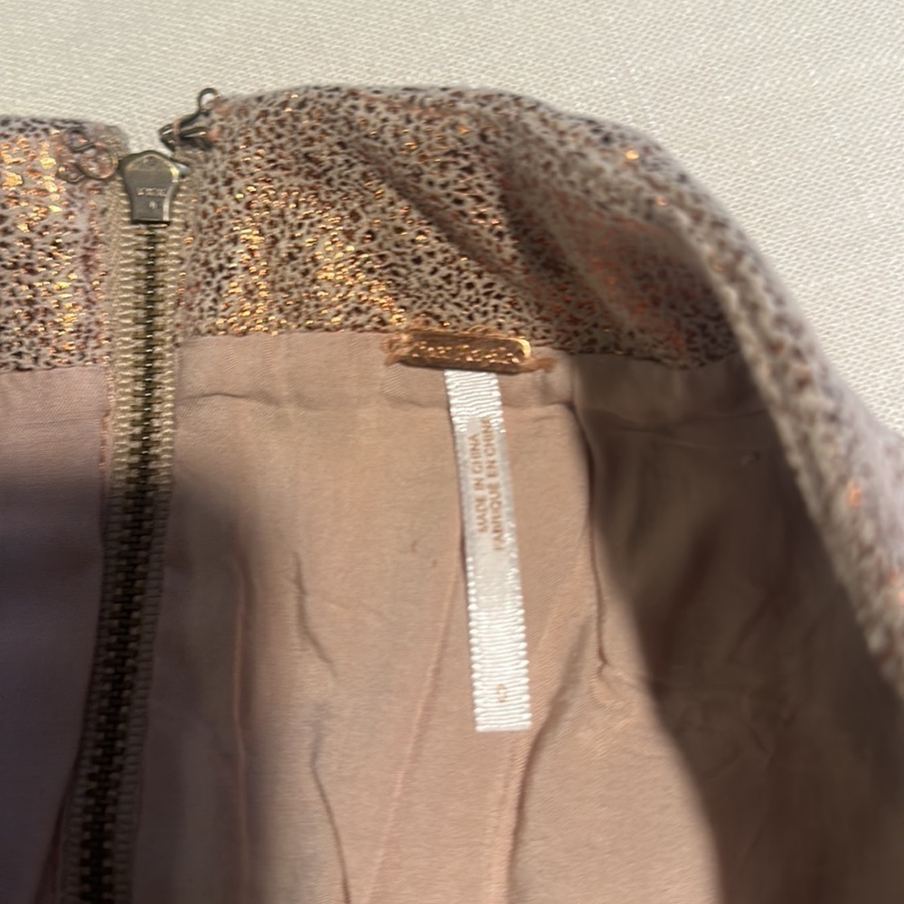 Women’s Free People Orange Metallic Shimmer Skirt - Picture 3 of 4